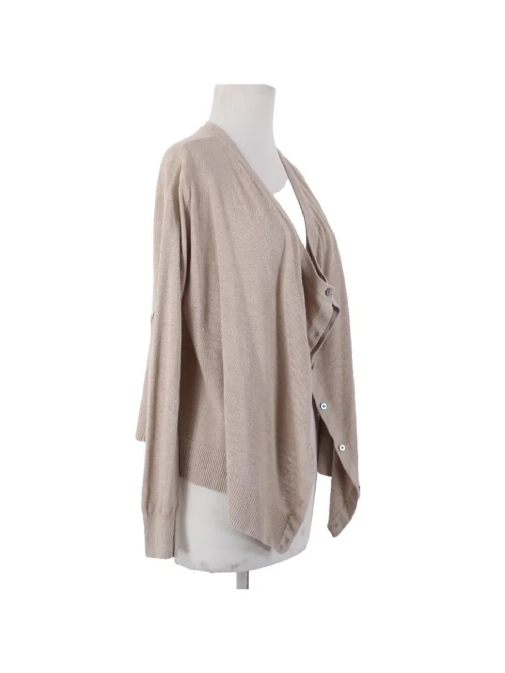 Garnet Hill Cardigan Sweater Sz XS Tan Brown Loose Neck Line Buttons 100% Linen